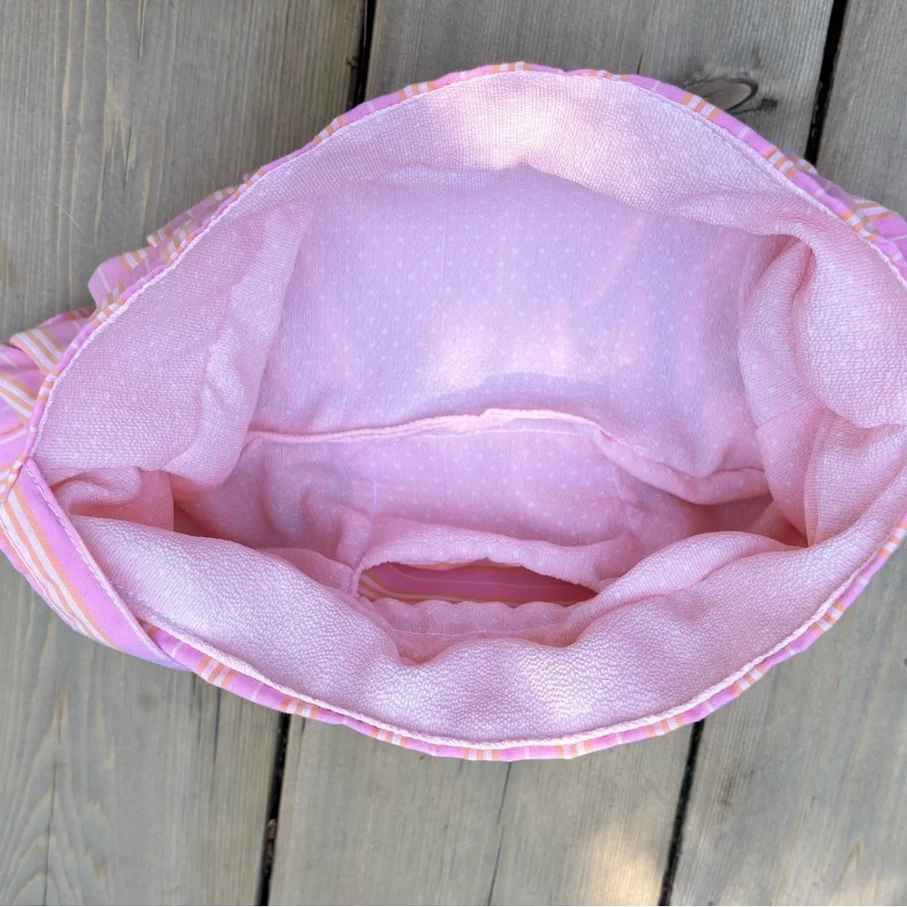 Pink Striped Shoulder Bag with Ruched Detail - Picture 6 of 8